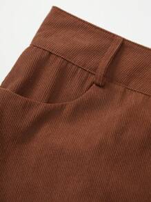 SHEIN Unity 直筒純色裙 - 棕色 - 查看 5