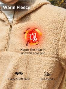 In My Nature In My Nature Herren Outdoor Sherpa Fleece Hoodie Jacke Mit Englischer Stickerei Und Reißverschluss Details