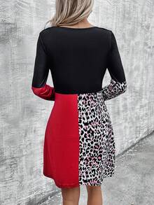 SHEIN LUNE 女士豹紋撞色洋裝 - 彩色 - 查看 2