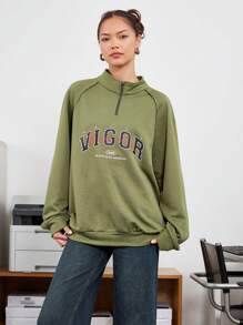 Manfinity Unisex Letter Graphic Raglan Sleeve Sweatshirt