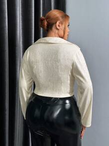 SHEIN SXY Kích thước lớn Màu thuần Tay áo dài Xoắn Nút Áo sơ mi - Màu vàng - Xem 2