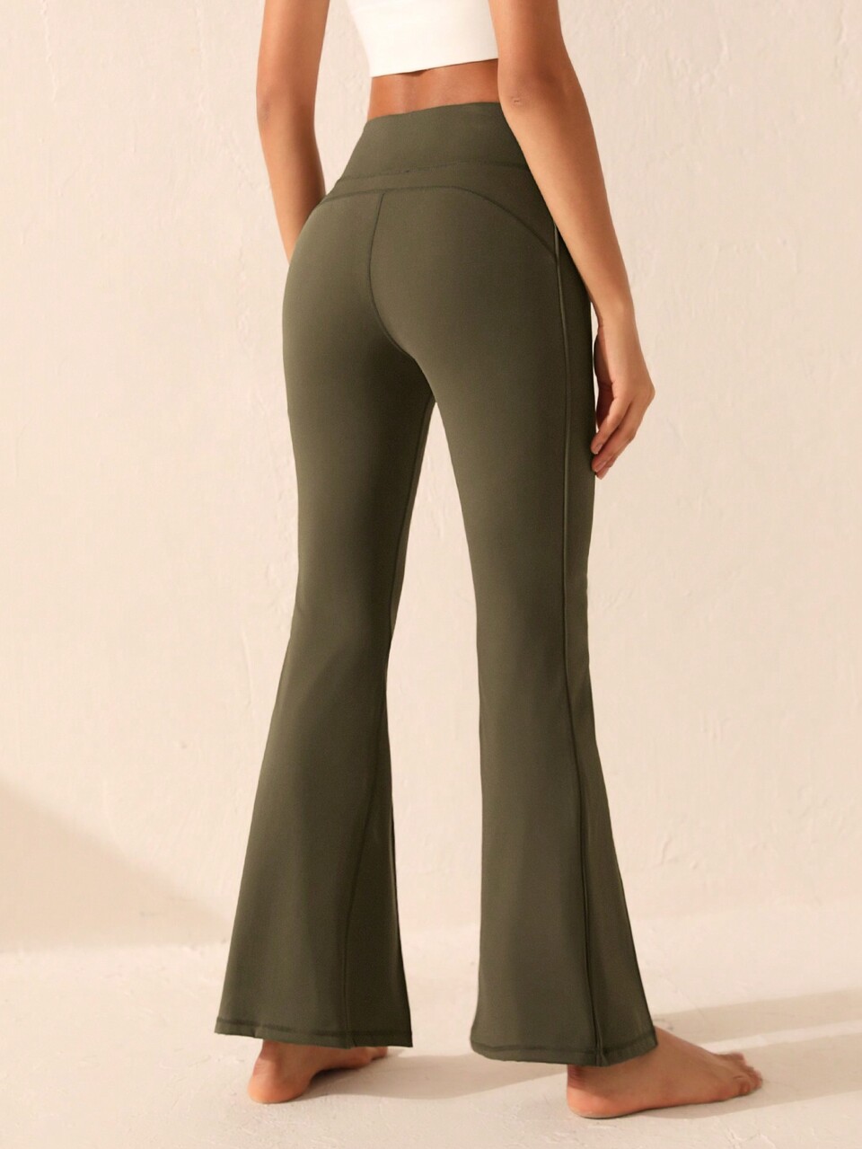 Women's Solid Color Split Hem Flare Leg Athletic Pants
