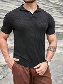 Manfinity Homme Nam Kích thước lớn Đen Áo polo - màu đen - Xem 3