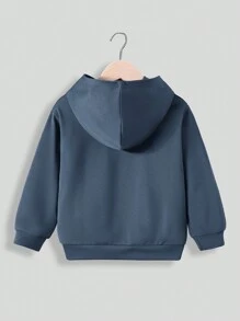 SHEIN Con trai Giải trí Áo nỉ có mũ Với Trò chơi điện tử Bộ điều khiển In - Màu xanh bụi bặm - Xem 2