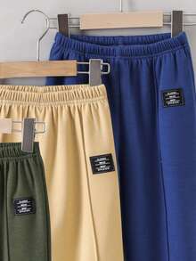 SHEIN 男童簡約舒適街頭休閒 3 件/套運動褲 - 彩色 - 查看 6