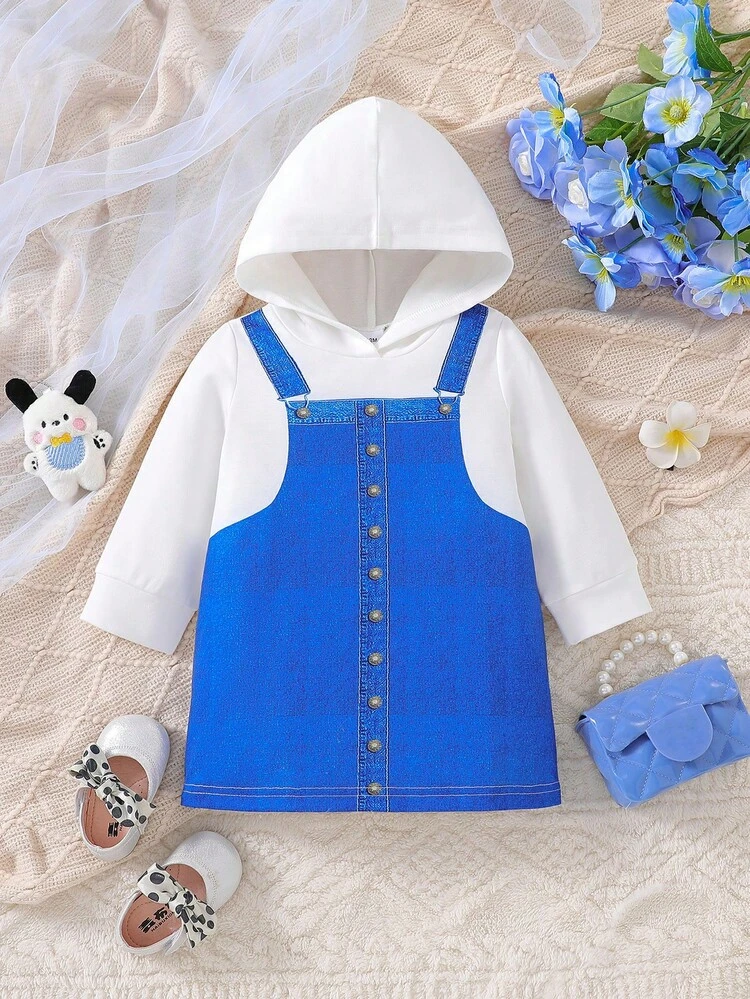 Infant Girls' Casual Burnout 2 In 1 Long Sleeve Sweatshirt, Suitable For Daily Wear In Autumn And Winter