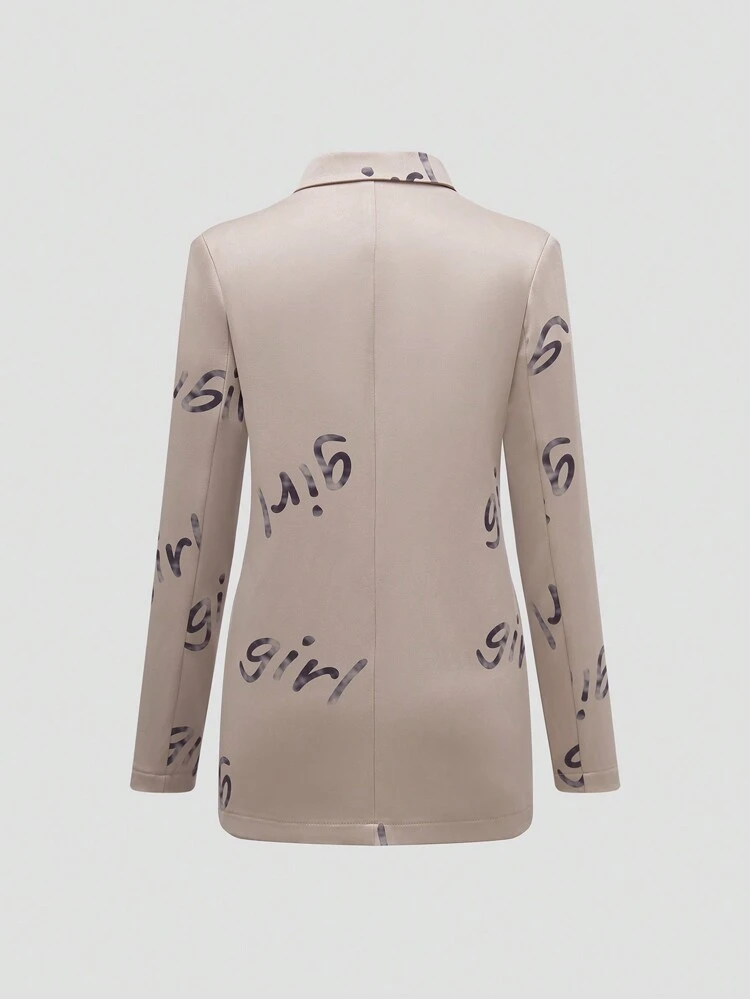 Women'S Letter Printed Long Sleeve Blazer Fall Cloth For Women