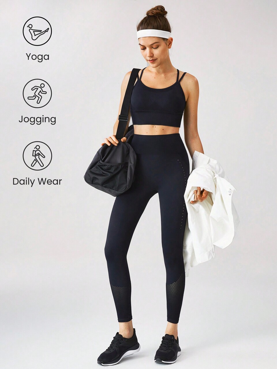 Seamless Jacquard Mesh Sports Bra Soft Moisture Wicking