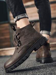 Nam Mùa thu Và Mùa Đông Da Giày ống Ankle Với Linh hoạt Phong cách - màu nâu - Xem 2