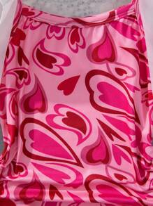 Tween Girl Fashionable Heart Pattern Knit Cami Dress With Solid Color Shirt - White - View 5