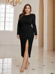 SHEIN Belle Plus Size Women's Metallic Fringe Backless Party Dress - Teal Blue - View 7