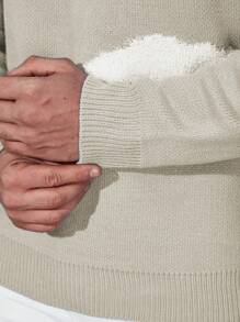 Manfinity Homme Men's Plus Size Cloud Pattern Printed Round Neck Pullover Sweater - Apricot - View 5