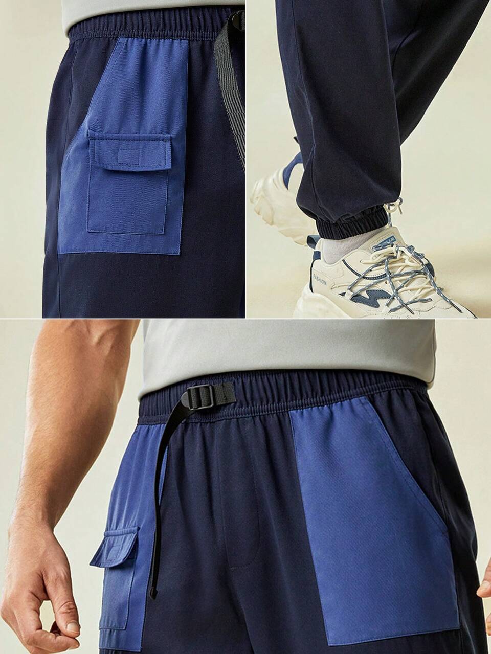 Men's Color Block Outdoor Pants With Pockets
