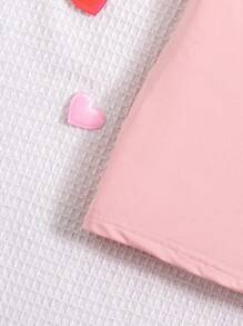 SHEIN Baby Girl Summer Casual Cartoon Letter Printed Romper Dress - Pink - View 5