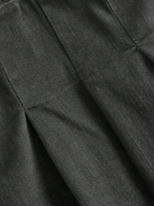 SHEIN EZwear Plus Size Women's Denim Pleated Mini Skirt With Suspenders - Black - View 4