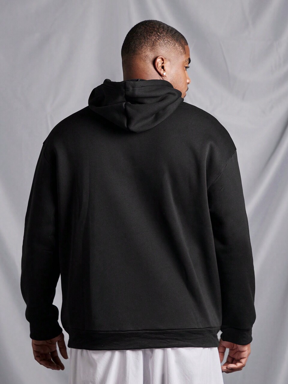 Men Plus Size Letter Print Drawstring Hooded Sweatshirt