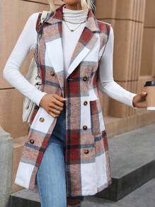 SHEIN LUNE Của phụ nữ Không tay Kẻ sọc In Áo vest - Đỏ - Xem 1