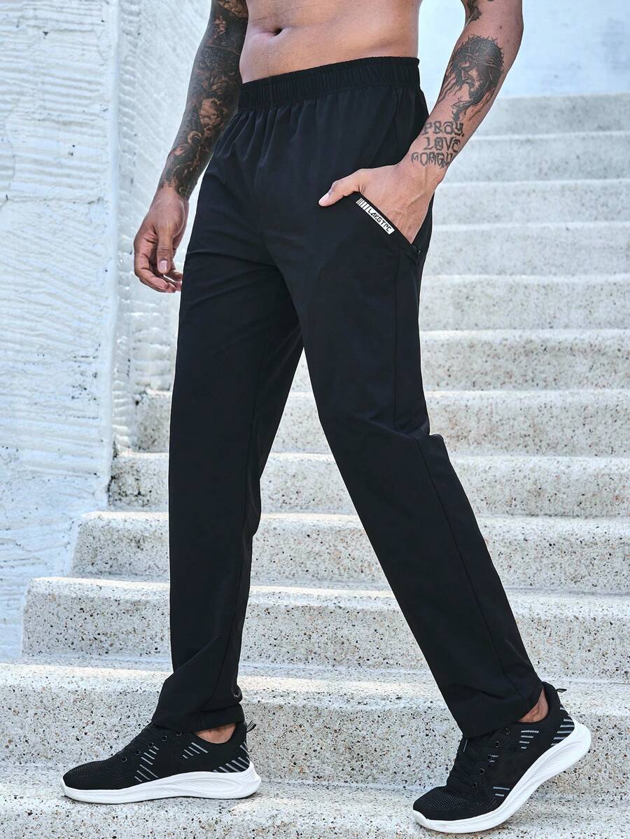 SHEIN Riding Stretchy Waist Letter Patterned Cycling Pants Biker Shorts Set - Black - View 1