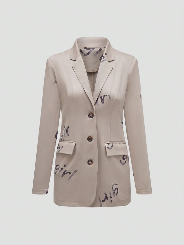 Women'S Letter Printed Long Sleeve Blazer Fall Cloth For Women