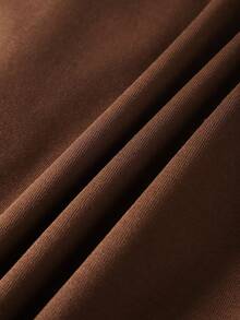 SHEIN EZwear Women'S Letter Printed Fleece Sweatshirt - Coffee Brown - View 3