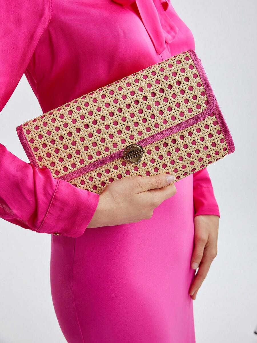 MOTF PREMIUM 女用金屬裝飾翻蓋手拿包 - 玫紅色 - 查看 1