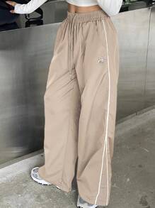 DAZY Pantalones Largos Estampados Con Patrón De Cintura Con Cordón Para Mujer - Beis - Ver 5