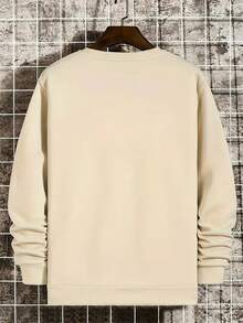 Hombres Sudadera con estampado de letra - Caqui - Ver 2