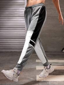 Manfinity Sport Corelite 男士彩色拼接束口運動長褲 - 彩色 - 查看 5