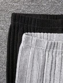 Tween 女孩日常甜酷針織純色高彈緊身褲 2 件/套 - 彩色 - 查看 4