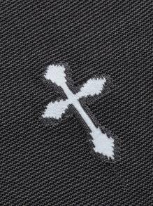 ROMWE PUNK Women's Sweater With Cross Pattern And Flare Sleeves - Olive Green - View 4