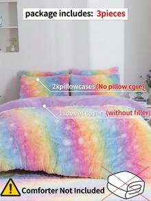 3pcs Plush Fluffy Multicolor Bedding Set, Quilt Cover Set For Kids Bedding, All Sizes - Multicolor - View 2