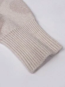 女士休闲爱心图案落肩毛衣，秋冬款 - 彩色 - 查看 6