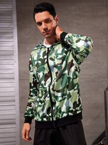Gym Rark Sudadera con capucha deportiva de cierre de cremallera con estampado de camuflaje para hombre - Multicolor - Ver 1