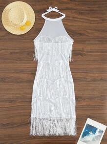 SHEIN Swim 女士流苏吊带连衣裙音乐节夏季