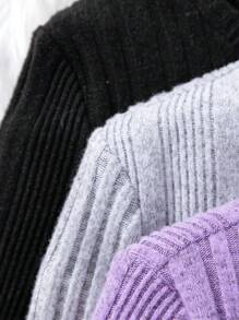 SHEIN 3入組少女不對稱前後T卹 - 淺灰紫 - 查看 3