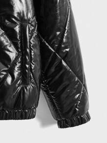 Manfinity VCAY 1 Peça Jaqueta Casual Masculina Solta Com Zíper e Manga Longa Acolchoada - Preto - Visão 3