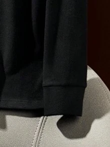 男士立领长袖修身T恤，秋季 - 黑色 - 查看 4