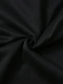 SHEIN EZwear 大尺碼純色立領抓絨衛衣 - 黑色 - 查看 6