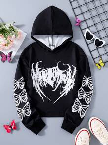 少女蝴蝶印花卫衣 - 彩色 - 查看 1