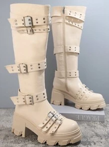 SHUZIA Women's Mid-calf Boots - Beige - View 2