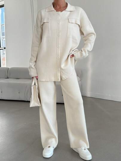 EURMUSE Ladies' Pure Color Two Piece Set Including Top And Pants/sweater Saying 'you Look Good'