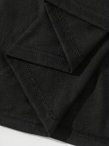 SHEIN 女式猫咪印花短袖 T 恤 图案 T 恤 女式上衣 - 黑色 - 查看 3