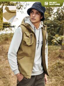 In My Nature 男士拉鏈開襟連帽外套馬甲 - 杏色 - 查看 1