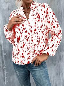 SHEIN Clasi 女款全身印花燈籠袖襯衫 - 彩色 - 查看 5