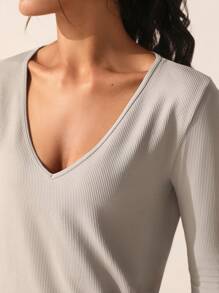 Lifespree 女士長袖肋織運動t恤 - 淺灰色 - 查看 7