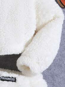 SHEIN 少女毛絨長袖上衣和短褲套裝,休閒時尚,適合春秋冬日常穿著 - 白色 - 查看 4