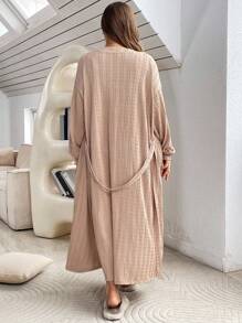 SHEIN Essnce Conjunto De Dos Piezas De Vestido Camisola Y Ropa De Abrigo De Talla Grande - Albaricoque - Ver 2