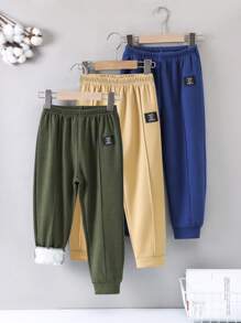 SHEIN 男童簡約舒適街頭休閒 3 件/套運動褲 - 彩色 - 查看 1