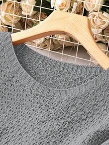 Celure 大尺碼休閒純色圓領連身裙 - 灰色 - 查看 3