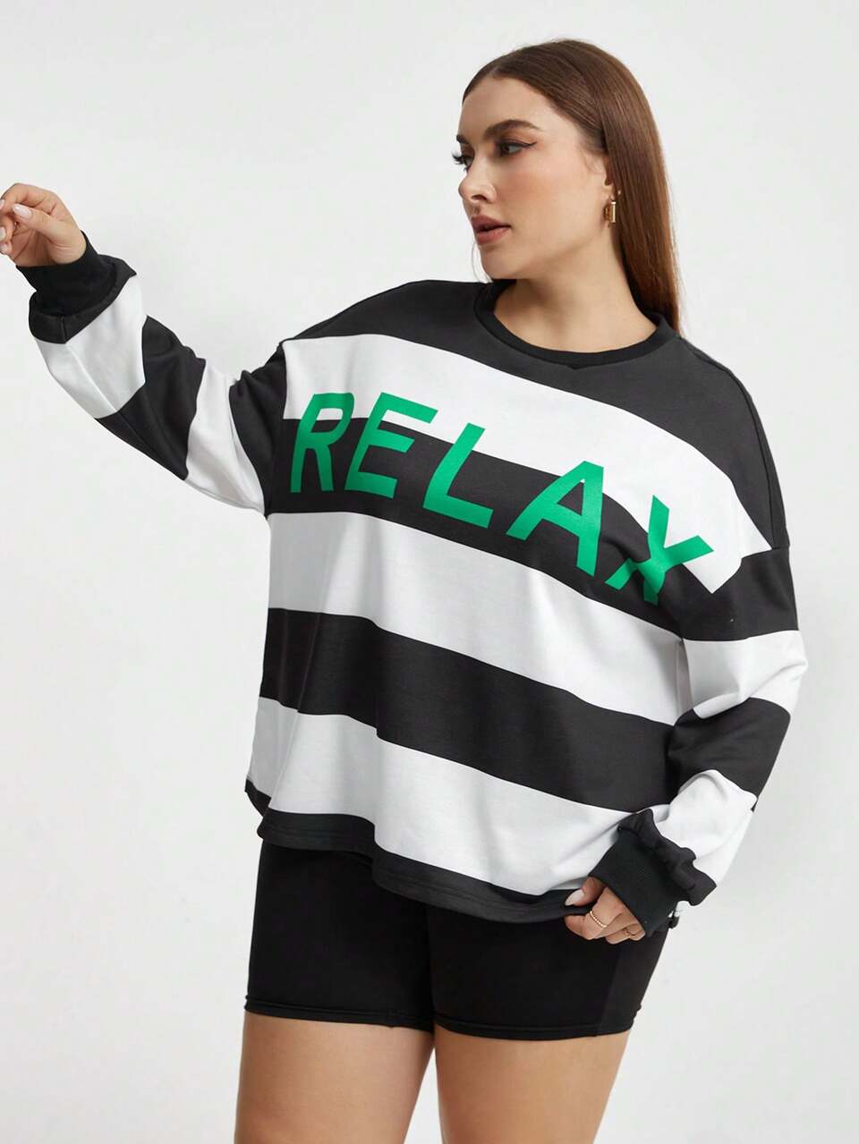 Plus Size Letter Print Crew Neck T-Shirt